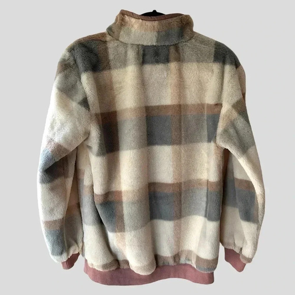 BLUE B | NWOT | PULLOVER LONG SLEEVE FLEECE PLAID PASTEL |  SIZE: SMALL - Picture 7 of 11
